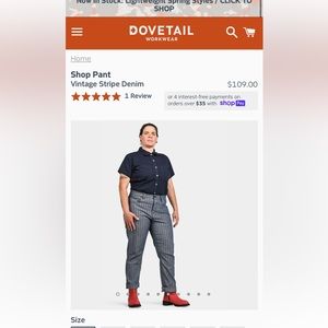 Dovetail NWOT Shop pants in striped denim blue